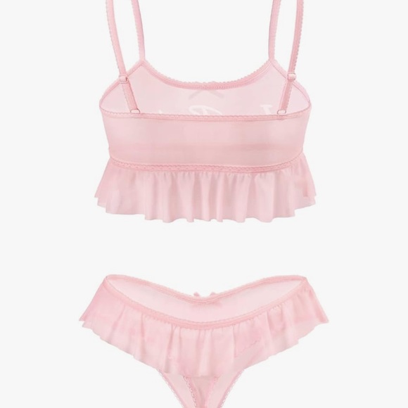 Pink Sheer Ruffle Lingerie Set - Picture 2 of 3